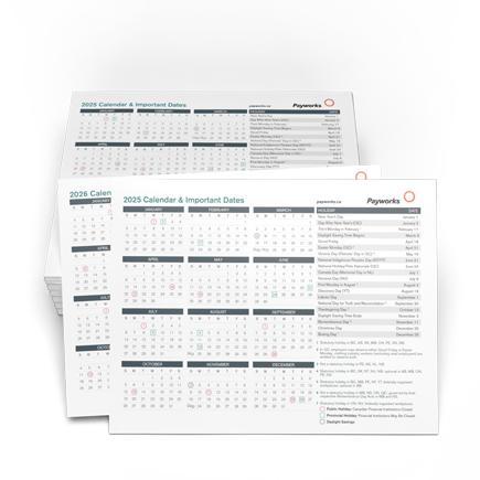 Payworks payroll calendar print edition.
