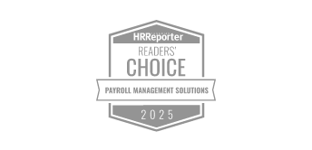 Logo of HRReporter Readers's Choice Payroll Management Solutions 2022.