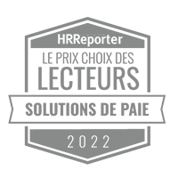 Logo du Choix des lecteurs du HR Reporter pour les solutions de traitement de la paie 2022.