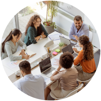 People in a meeting.